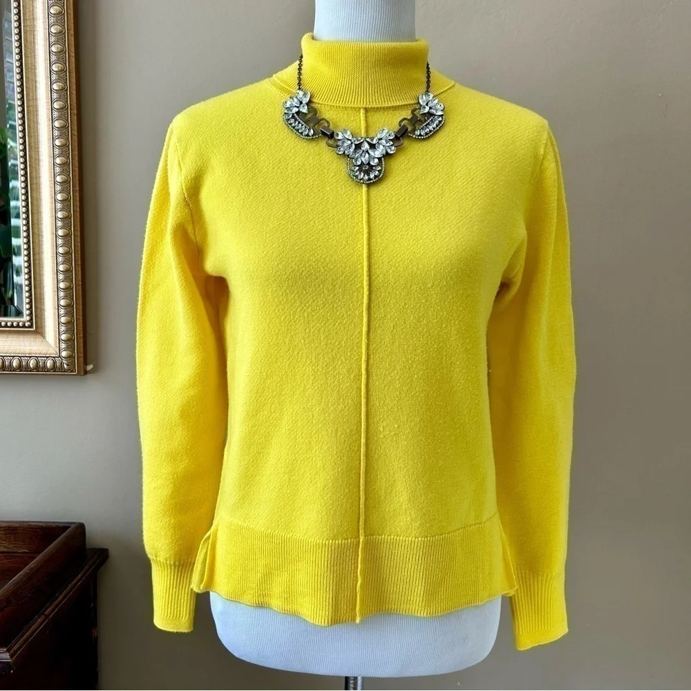 Sea New York Nora Turtleneck Mock Neck Sweater Yellow Wool Size Small - Picture 3 of 13